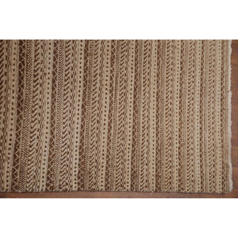 Striped Modern Gabbeh Runner Rug Handmade Wool Carpet - 2'6"x 11'8"