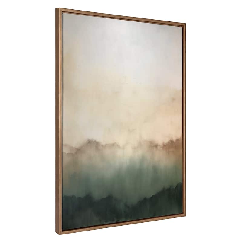 Kate and Laurel Sylvie Green Mountain Abstract I Framed Canvas by Amy Lighthall - 31.5x41.5 - Gold