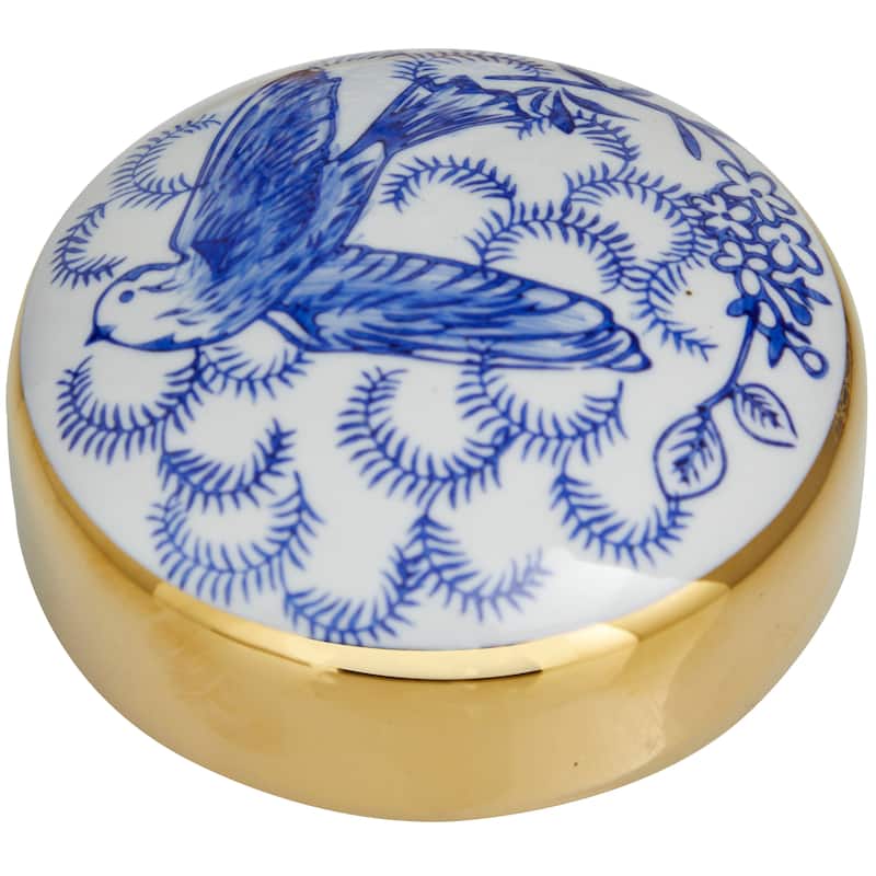 White, Black, Gold, Blue or Silver Ceramic Decorative Jars with Gold or Silver Accents (Set of 2)