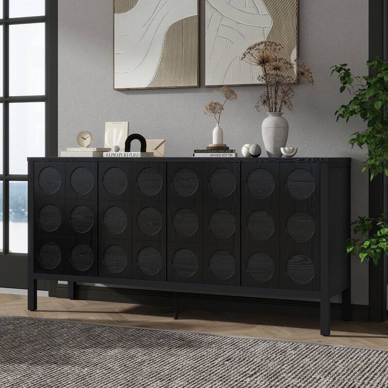 4-Door Wooden Buffet Storage Cabinet for Home and Office Use
