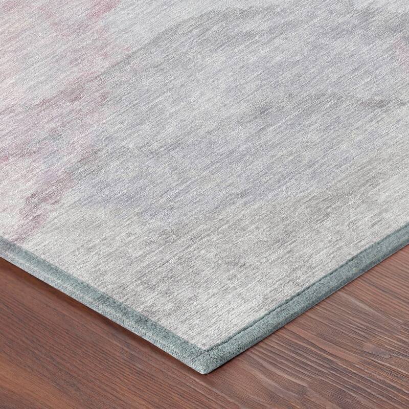 Machine Washable Indoor/ Outdoor Abstract Muted Chantille Rug