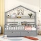 preview thumbnail 47 of 76, Wood House Bed Frame, Wooden Platform Daybed with Storage Shelf, for Teens Boys Girls Bedroom Dorm
