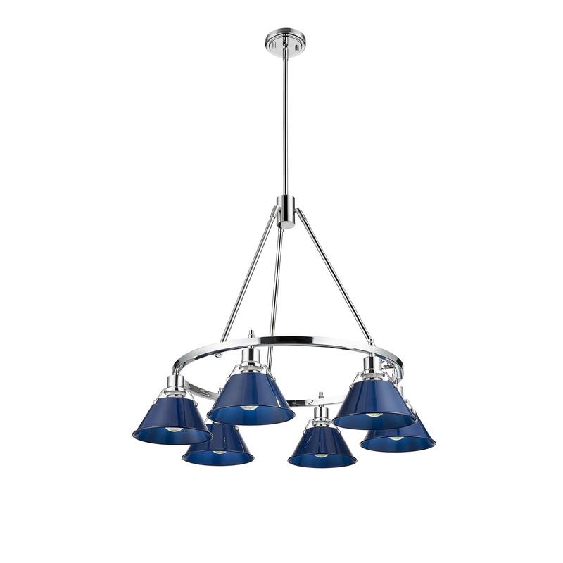 Orwell 6-Light Chandelier in Chrome with Matte Navy - Silver