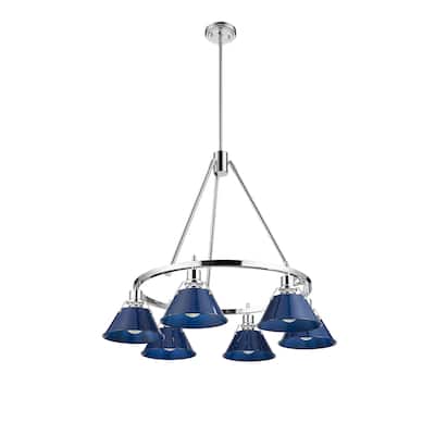 Orwell 6-Light Chandelier in Chrome with Matte Navy - Silver