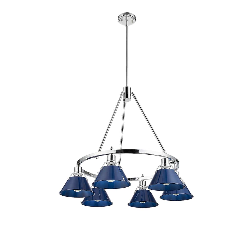 Orwell 6-Light Chandelier in Chrome with Matte Navy - Silver