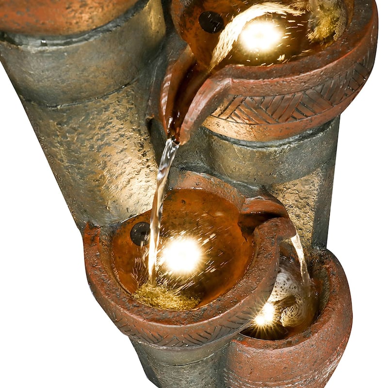 39.7'' Outdoor Water Fountain w/ Lights, Resin Fountain