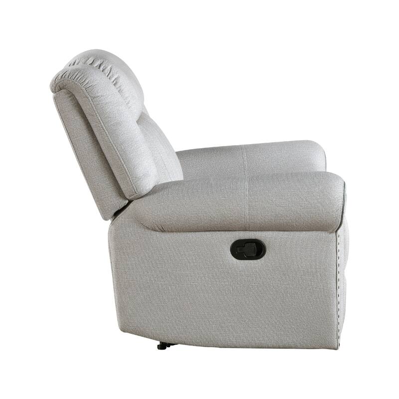 Ben Manual Reclining Chair, 41 Inch, Gray Microfiber, Nailhead Trims