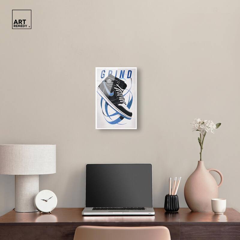 Blue Ribbon Sneaker Acrylic by Art Remedy, Ready to Hang