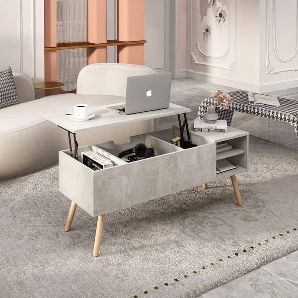 Solid wood legs Coffee Table Open Storage Shelf - Bed Bath & Beyond ...