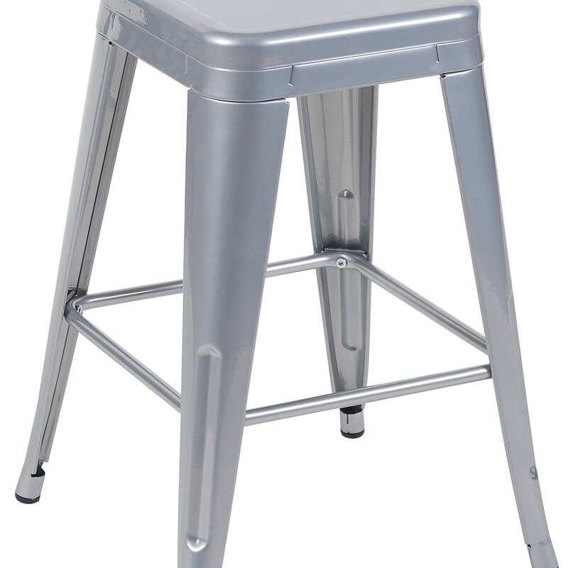 AC Pacific 24 Inch Industrial Stackable Metal Counter Stools Set of 4
