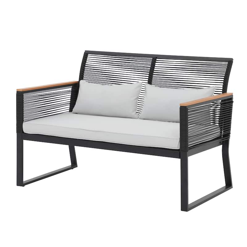 Patio Wicker Loveseat with Cushions