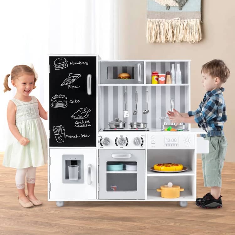 Pretend Play Kitchen for Kids with Real Sounds and Lights - 32.5" x 12" x 32"