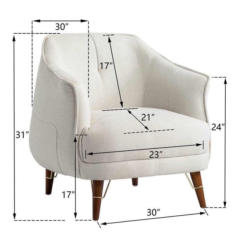 XINMICS Mid-Century Modern Accent Chair, Tufted Upholstered Armchair for Living Room, Bedroom, Set of 1