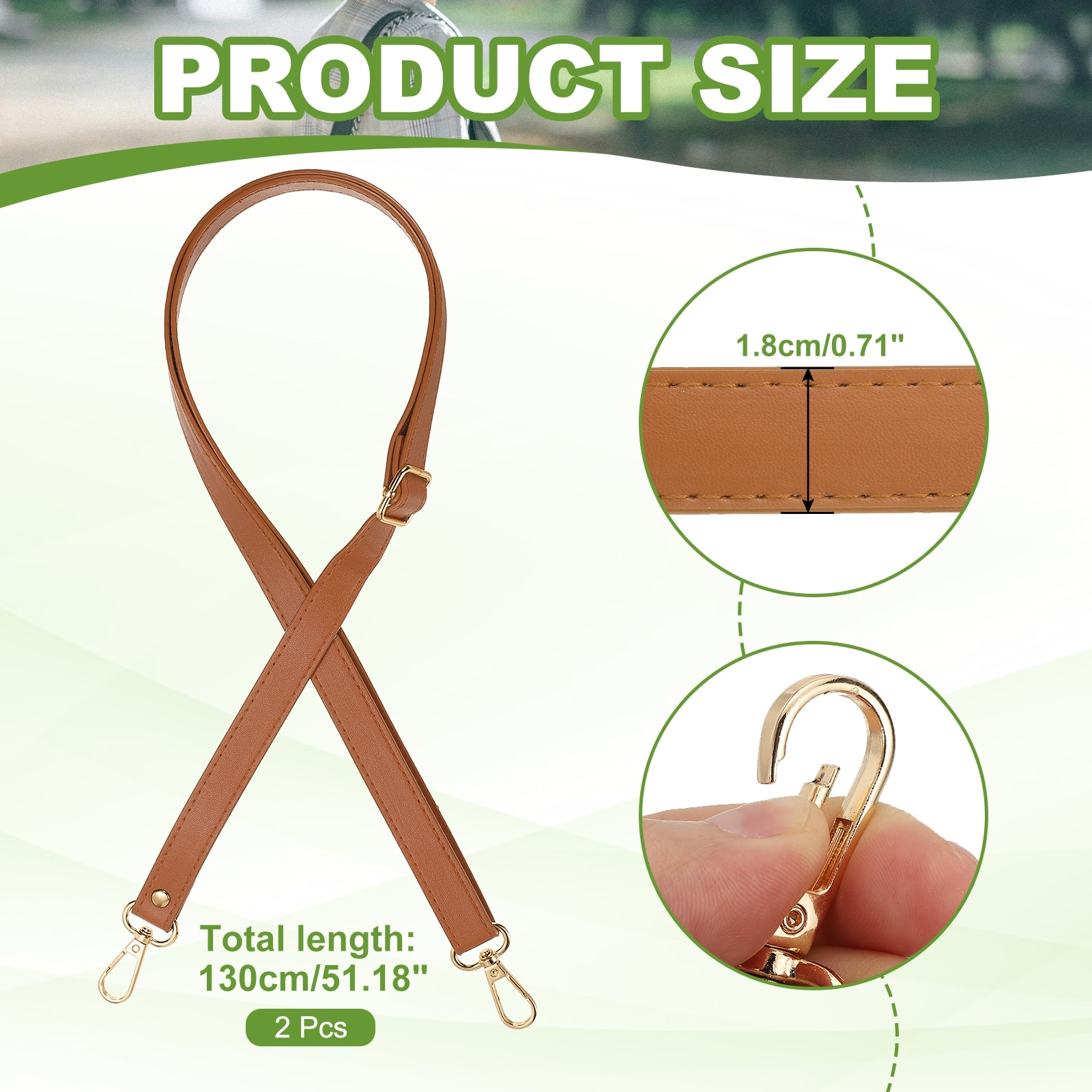 Leather Purse Strap Replacement PU Crossbody Strap Adjustable Long with Lobster Buckles for Shoulder Bag