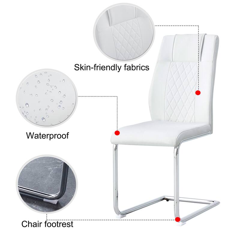 Modern Dining Chairs with Faux Leather Padded Seat,Set of 8