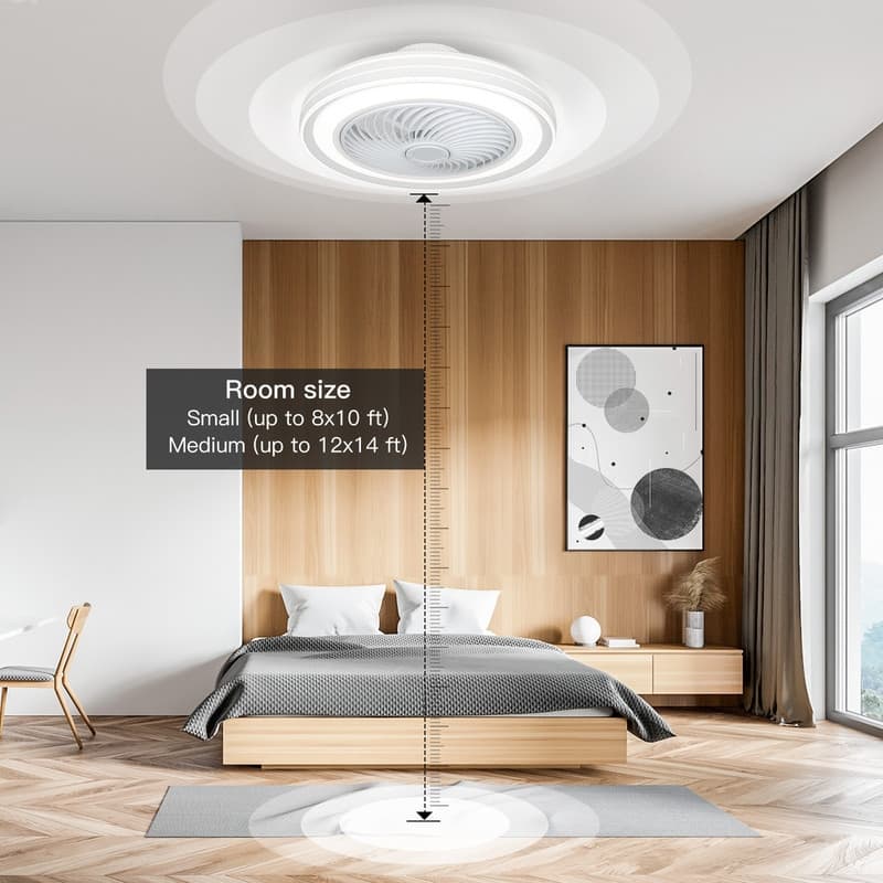 20 in. Indoor Modern Low Profile Ceiling Fan with LED Light Caged Enclosed Ceiling Fan with Remote and APP Control for Kids Room