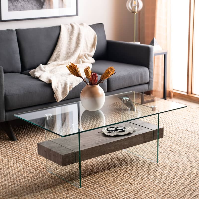 SAFAVIEH Kayley Modern Glass Coffee Table - 43.3" x 23.6" x 16.5"