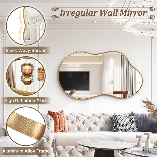 BED & BATH BEYOND ウォールミラー 　鏡　ミラー　46x56 Classic Rectangle Bathroom Wall Mirror with Metal Frame - On
