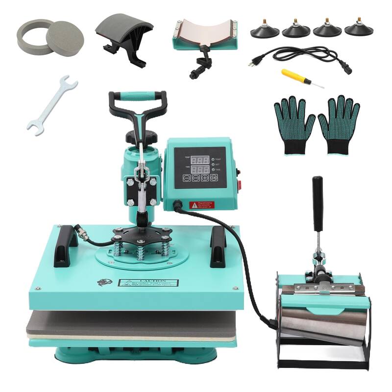 6 in 1 Heat Press Machine, 15"x15"Sublimation Heat Press, 360° Swing Away Digital Heat Transfer Multifunction Combo