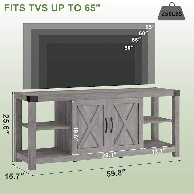 Farmhouse 60 Inch TV Stand for 65 Inch TV, Entertainment Center with Storage - N/A