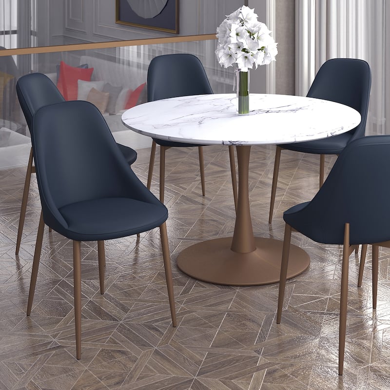Modern Faux Leather and Metal Side Chair, Set of 2 - N/A