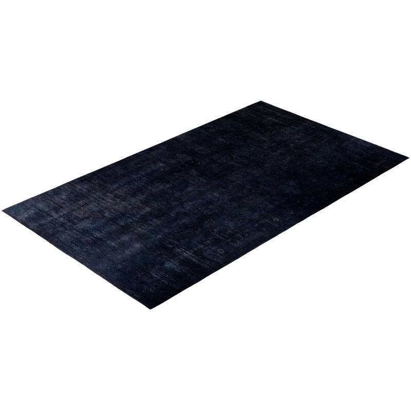 Overton Hand Knotted Wool Vintage Inspired Modern Contemporary Overdyed Black Area Rug - 9' 1" x 15' 4"