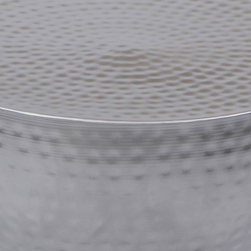 Industrial Style Hammered Texture Iron Stool with Hourglass Shaped Body, Silver