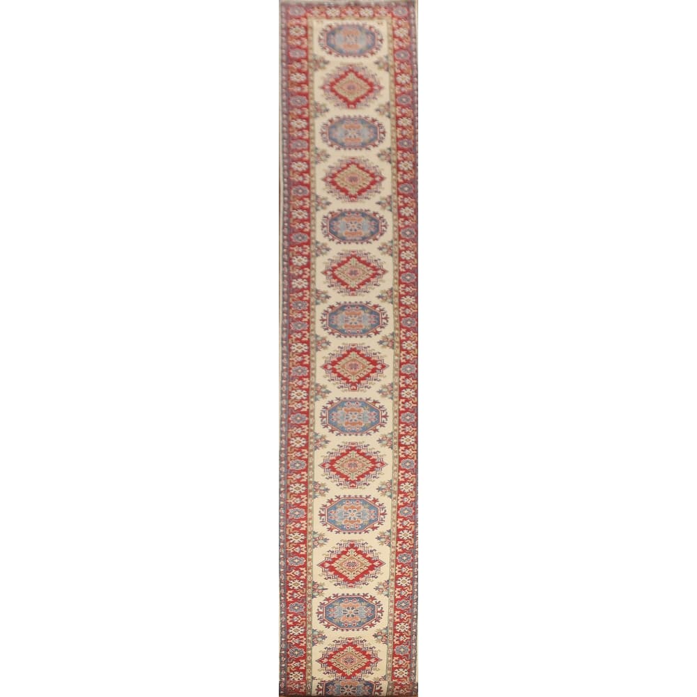 Kazak Runner Rug Handmade Hallway Wool Carpet - 2'10" x 25'6"
