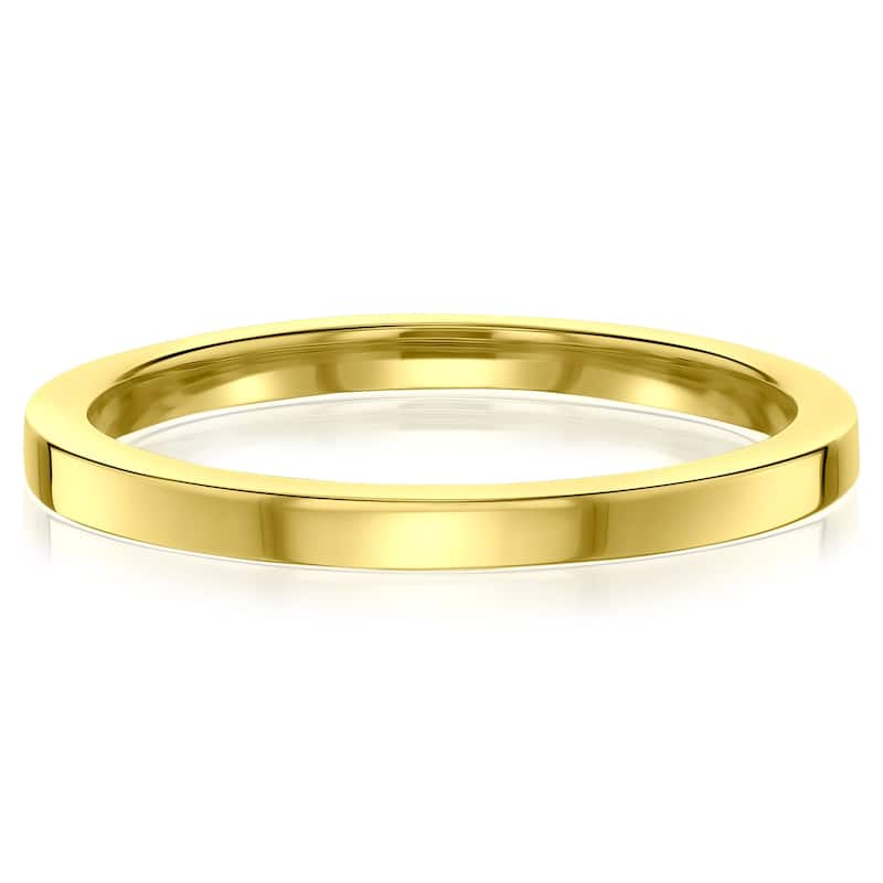 Kobelli 14k Solid Gold Plain 2mm Cigar Band Havana Ring - 7 - Yellow