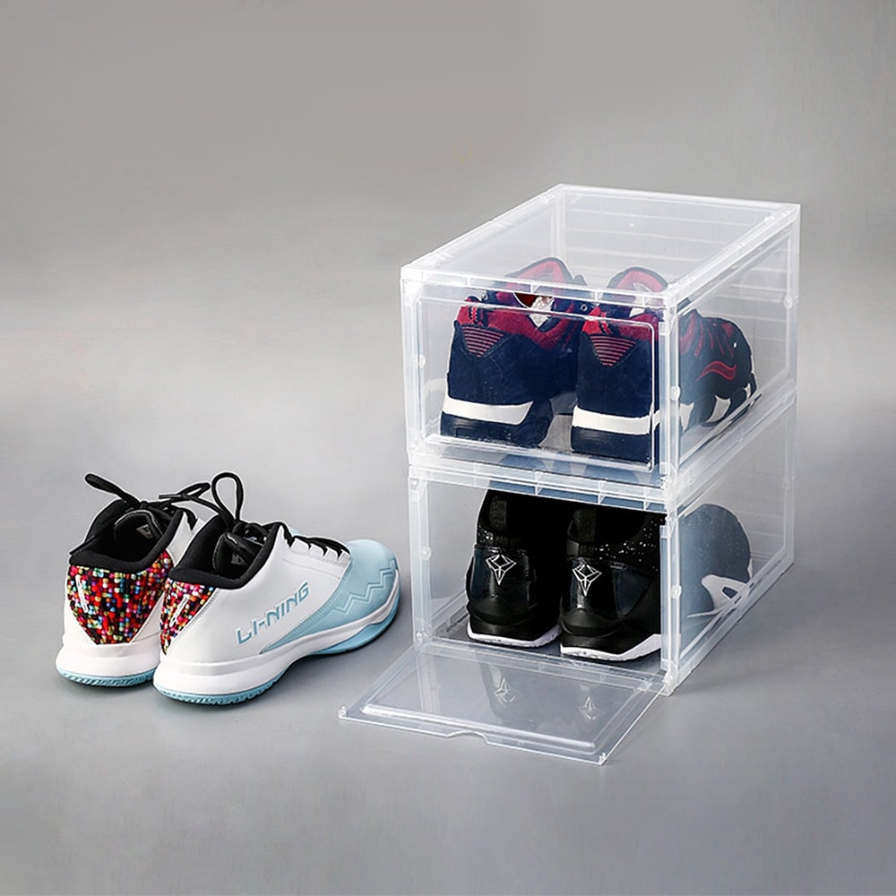 Plastic shoe storage bins top