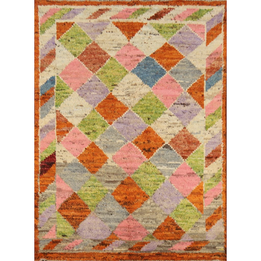 Tribal / Trellis Moroccan Oriental Rug Handmade Wool Carpet - 5'3" x 6'4"