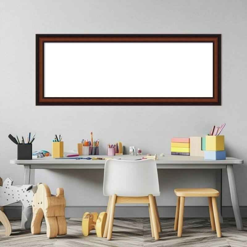 Amanti Art Cyprus Walnut Narrow Framed Dry Erase Magnetic Board