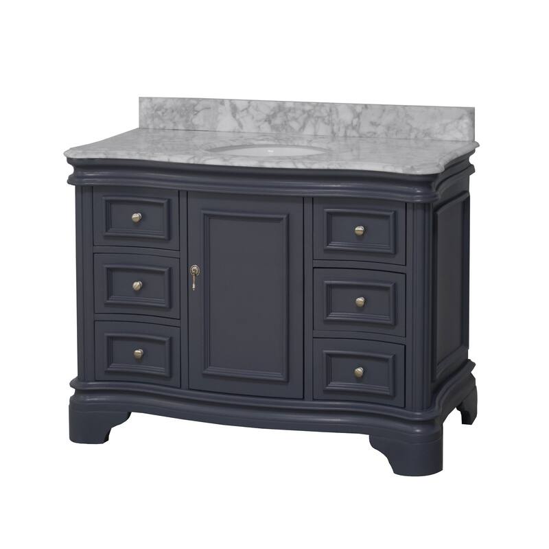 KitchenBathCollection Katherine 48" Bathroom Vanity with Carrara Marble Top