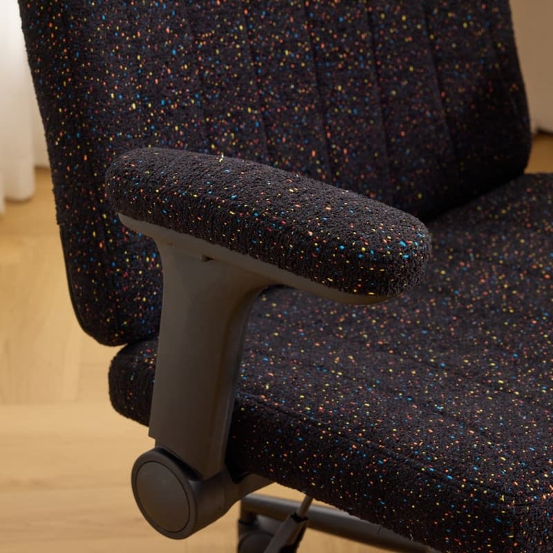 Speckled Chenille Swivel Chair With Flip-Up Arms For Cross-Legged