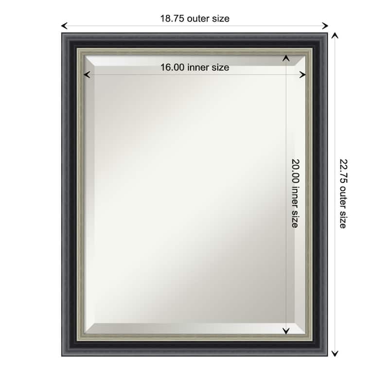 Theo Black Silver Beveled Wood Framed Wall Mirror - Theo Black Silver - Glass Size 16x20