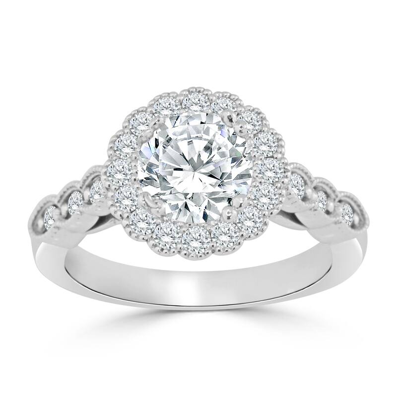 Auriya 14k Gold 1 1/2ctw Vintage Round Halo Diamond Engagement Ring (H-I, I1-I2)
