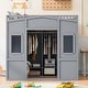 preview thumbnail 3 of 18, Full Size Loft Bed with Wardrobe, Space-Saving Wood House Bed Frame w/Safety Guard & Ladder for Boys, Girls, Small Bedroom, Grey