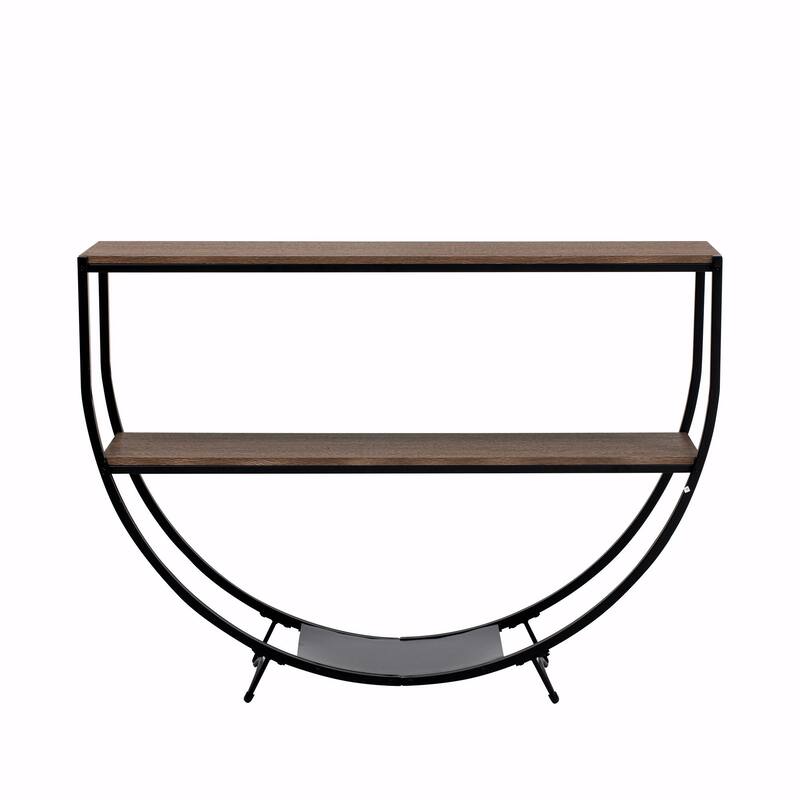 Rustic Industrial Demilune Textured Metal Console Table