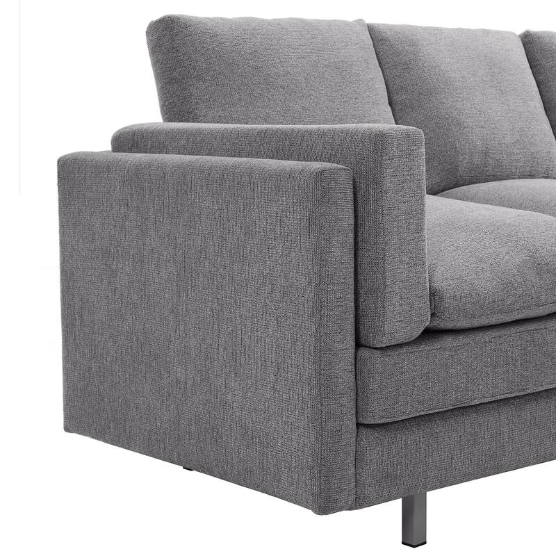 Chenille Cloud Couch Modern 3 Seater Sofa with Metal Legs, Upholstered Sofa Couches with Deep Seat