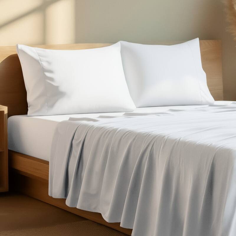 Bare Home Microfiber Sheet Set with Envelope Pillowcases - Queen - White