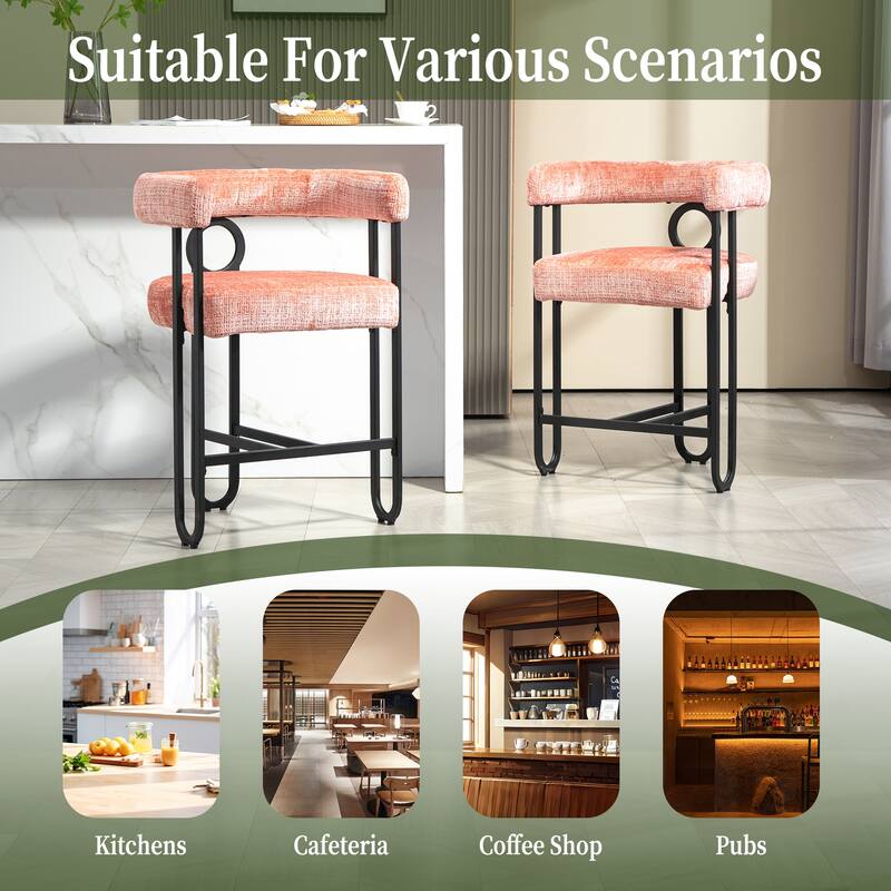 Modern Bar Stool with Back for Kitchen 2PCS