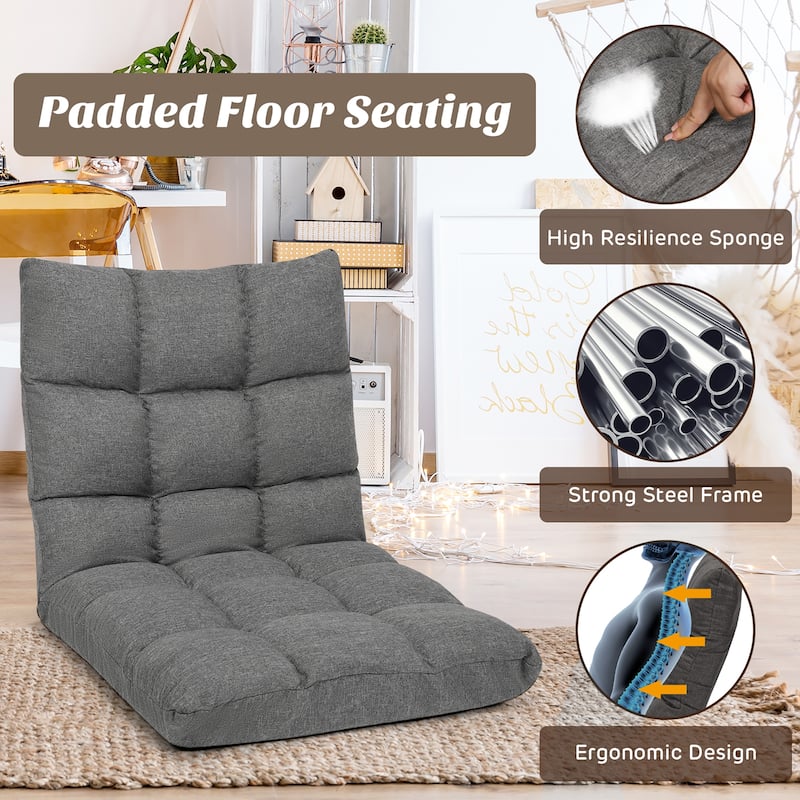 Costway Adjustable 14-Position Floor Chair Folding Lazy Gaming Sofa