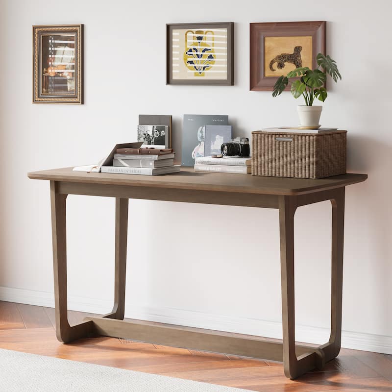 Farmhouse Console Table, Solid Wood Sofa Table, Square Entryway Table Brown