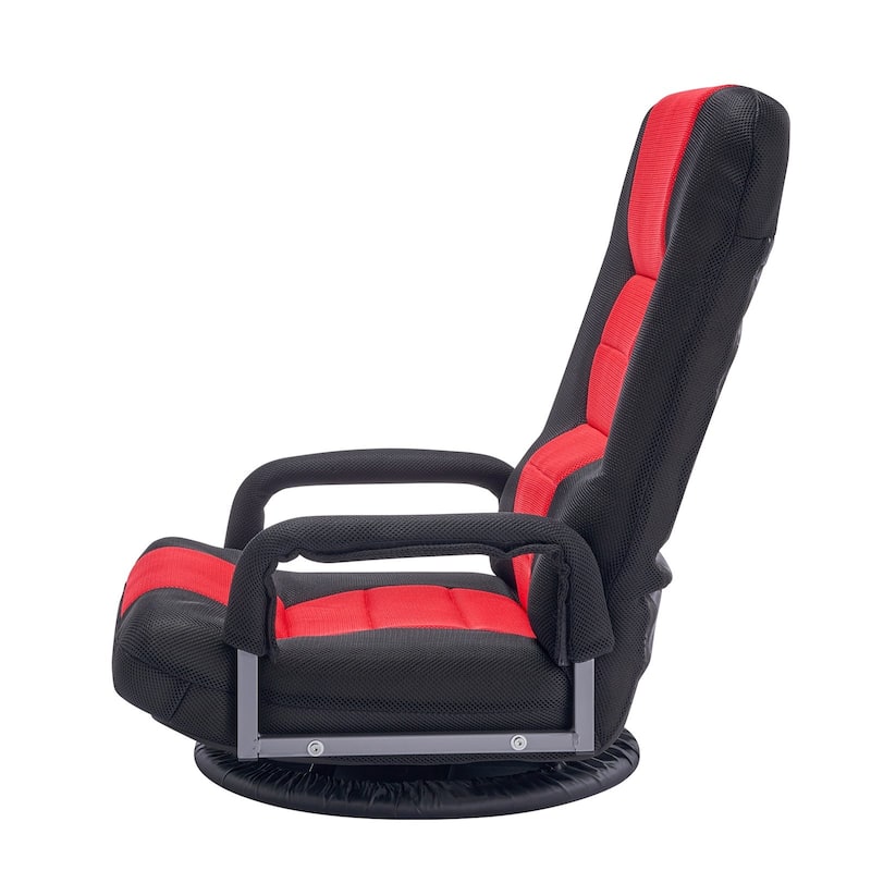 Adjustable 6-Position Swivel Floor Chair with Backrest & Foldable Design - 21.3" x 24.6" x 30"