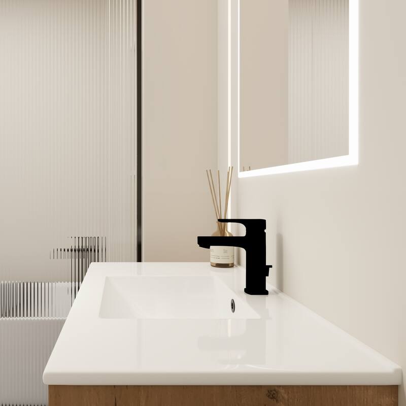 Bathroom Vanity with Ceramic Sink, Soft-Close Doors, Adjustable Shelf, Eco-Friendly Plywood - 36in L Plywood