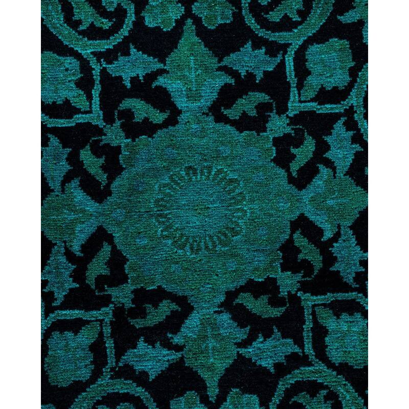 Overton Hand Knotted Wool Vintage Inspired Modern Contemporary Overdyed Blue Area Rug - 8' 1" x 10' 4"