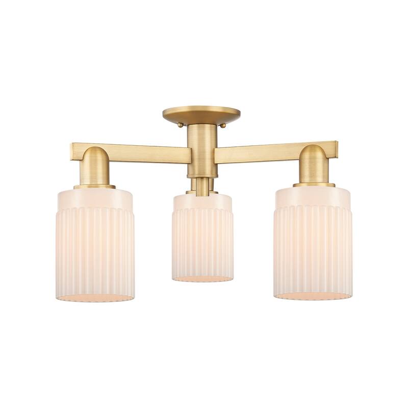 Innovations Lighting 716-3F-11-22 Hadley Semi-Flush Hadley 3 Light 22" - Brushed Brass / Matte White