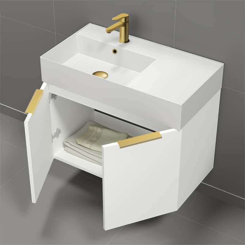Nameeks Derin-3217-W-C-L Derin 32" Wall Mounted Single Basin Vanity