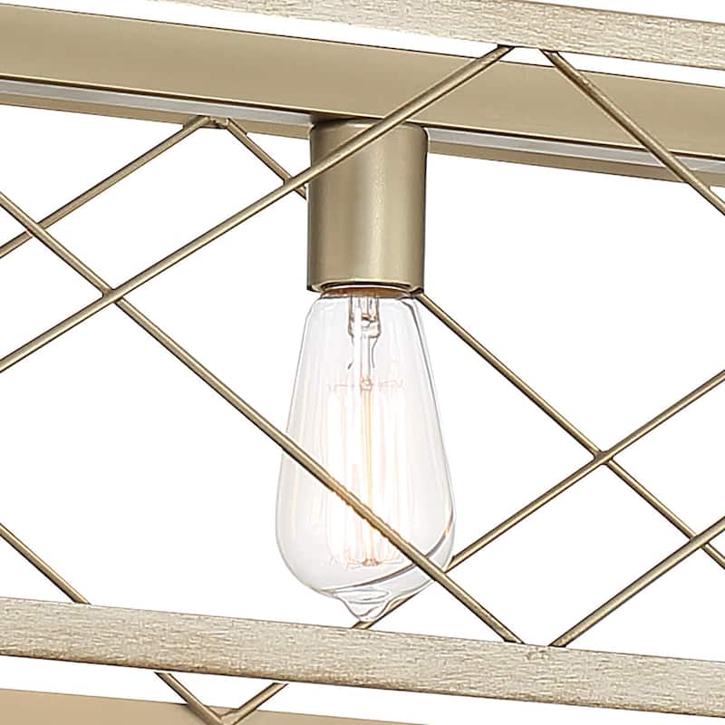 Kiro 5-light Farmhouse Linear Chandelier Faux Wood Dining Lighting with UL Certified - 36''