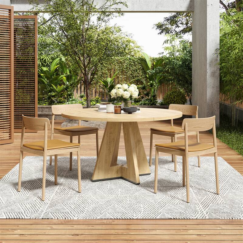 47" Modern Wood Round Dining Table for 4-7 People